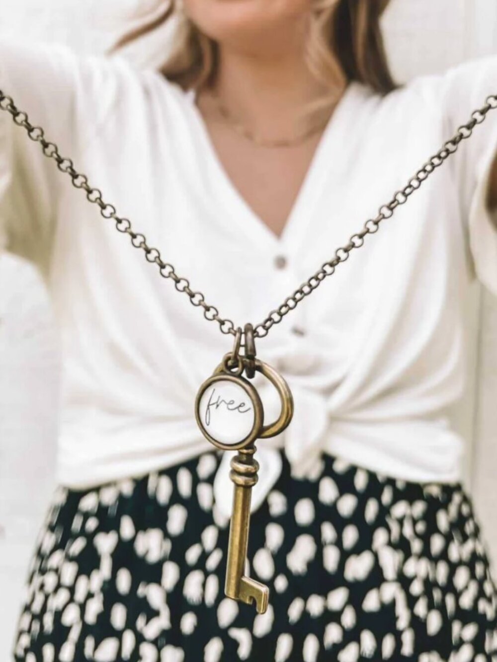 Be Free: The Key to True Freedom - Brass Pendant Necklace